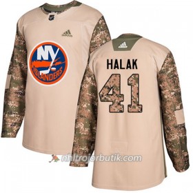 Män Ishockey New York Islanders Tröja Jaroslav Halak 41 Adidas 2017-2018 Camo Veterans Day Practice Authentic
